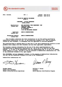 Zertifikat Underwriters Laboratories